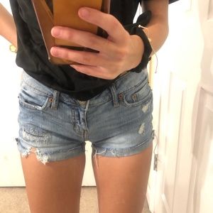 arepostale ripped jean shorts